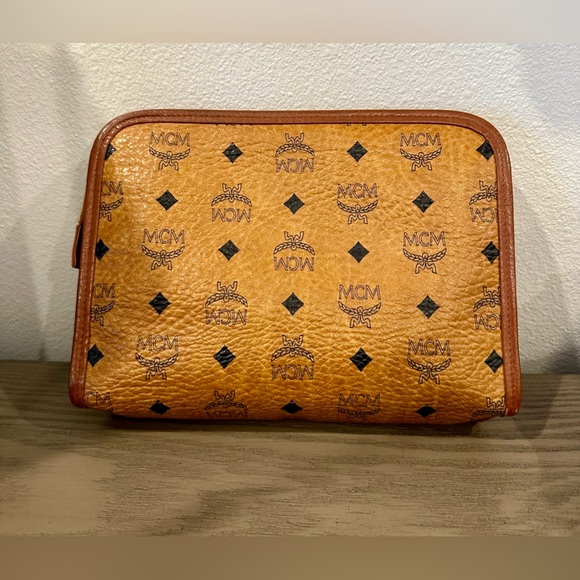 Vintage MCM Brown Visetos Leather Clutch - Picture 3 of 10